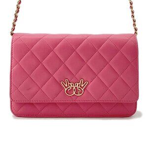 CHANEL Double piece Chain wallet Lambskin Pink A33814